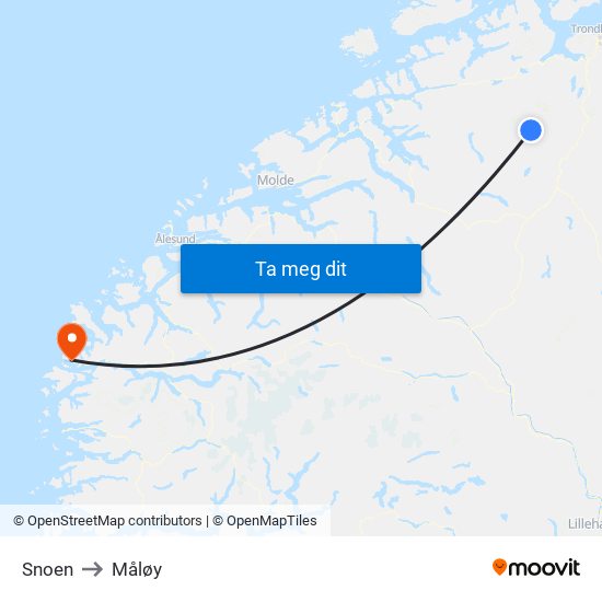 Snoen to Måløy map