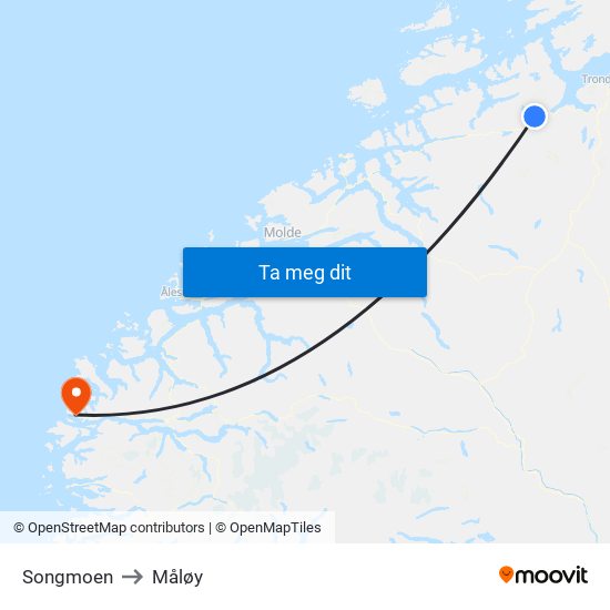 Songmoen to Måløy map