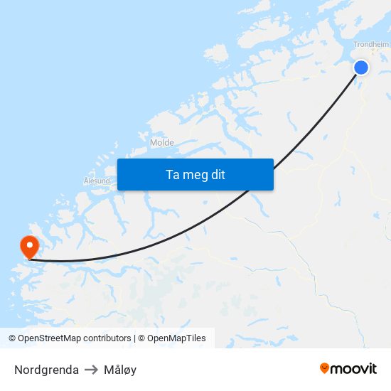 Nordgrenda to Måløy map