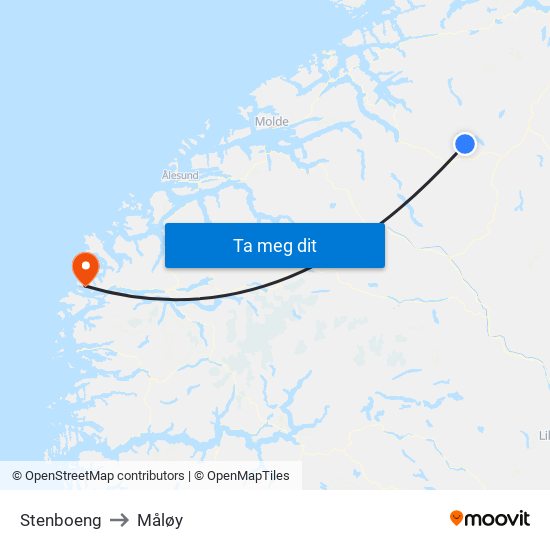 Stenboeng to Måløy map