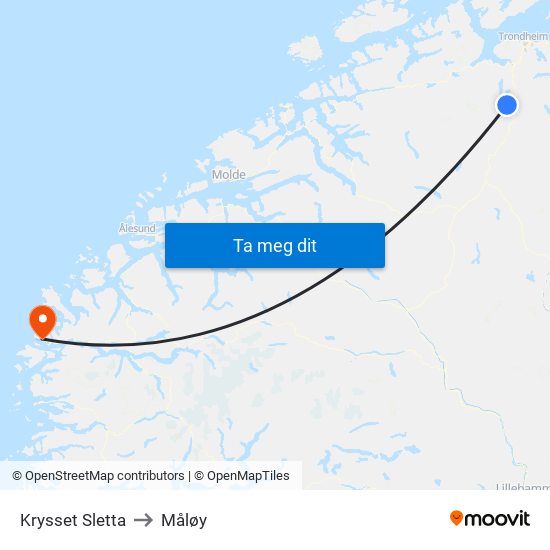 Krysset Sletta to Måløy map