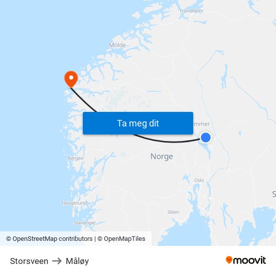 Storsveen to Måløy map