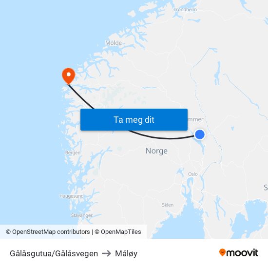 Gålåsgutua/Gålåsvegen to Måløy map
