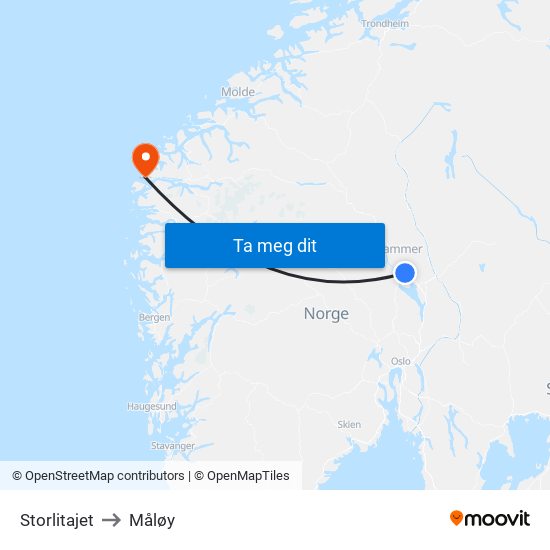 Storlitajet to Måløy map