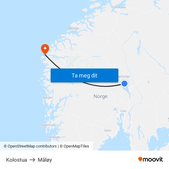 Kolostua to Måløy map