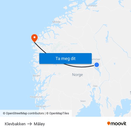 Klevbakken to Måløy map