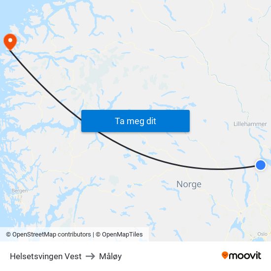 Helsetsvingen Vest to Måløy map