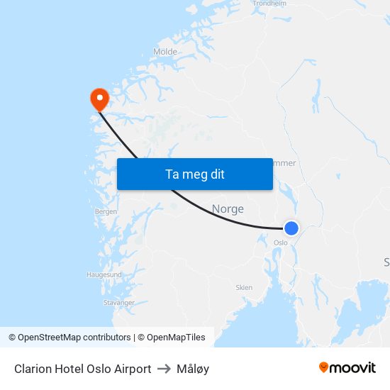 Clarion Hotel Oslo Airport to Måløy map