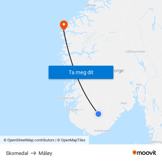 Skomedal to Måløy map