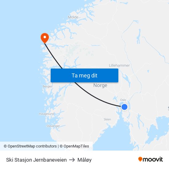 Ski Stasjon Jernbaneveien to Måløy map