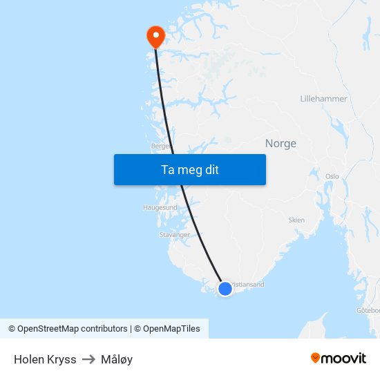 Holen Kryss to Måløy map