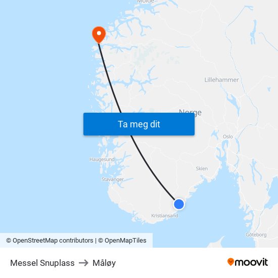 Messel Snuplass to Måløy map