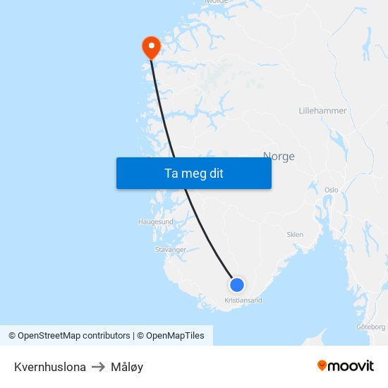 Kvernhuslona to Måløy map