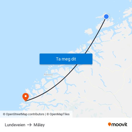 Lundeveien to Måløy map