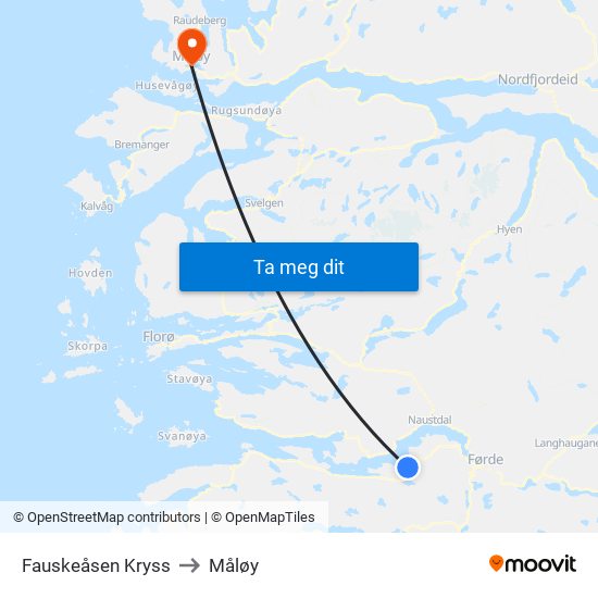 Fauskeåsen Kryss to Måløy map