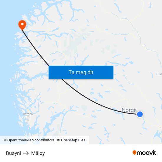 Buøyni to Måløy map