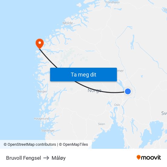 Bruvoll Fengsel to Måløy map