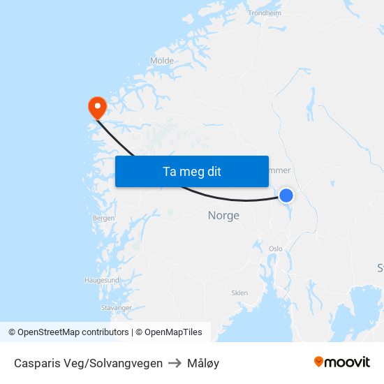 Casparis Veg/Solvangvegen to Måløy map