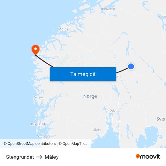 Stengrundet to Måløy map