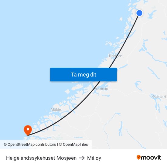 Helgelandssykehuset Mosjøen to Måløy map