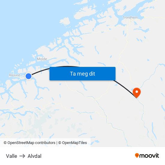 Valle to Alvdal map