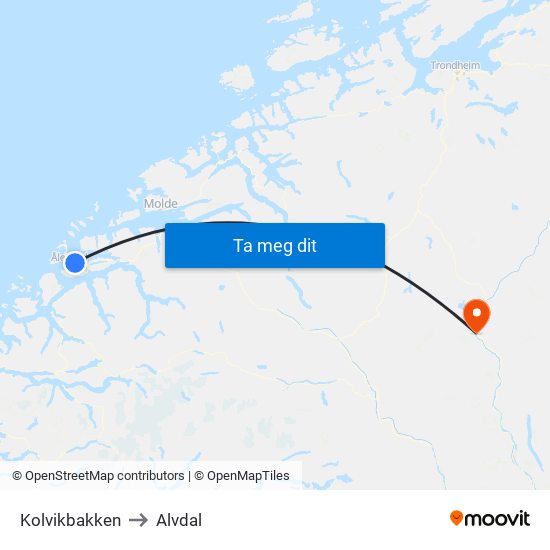 Kolvikbakken to Alvdal map