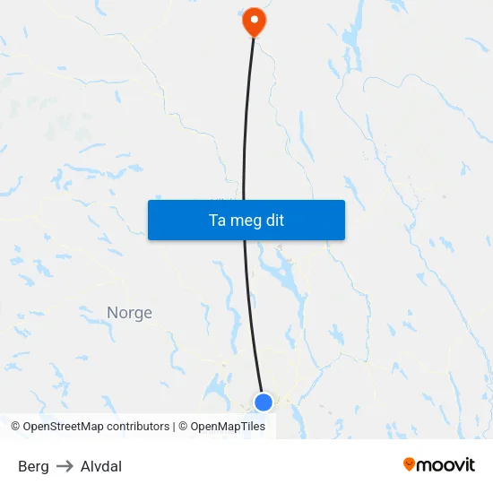 Berg to Alvdal map