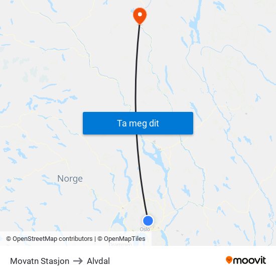 Movatn Stasjon to Alvdal map