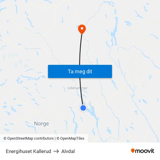 Energihuset Kallerud to Alvdal map