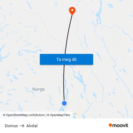 Domus to Alvdal map