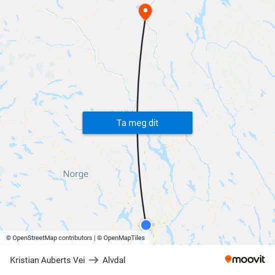 Kristian Auberts Vei to Alvdal map