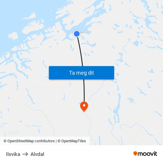 Ilsvika to Alvdal map