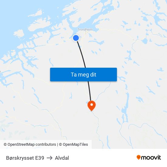 Børskrysset E39 to Alvdal map