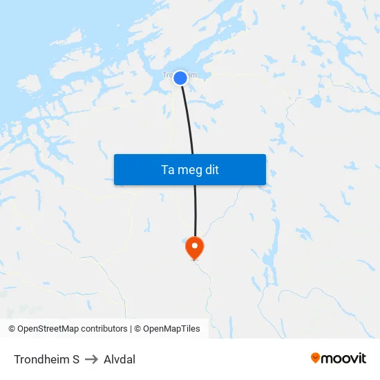 Trondheim S to Alvdal map