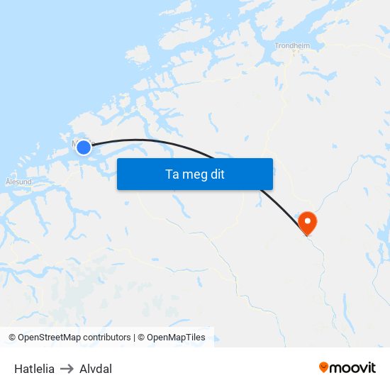 Hatlelia to Alvdal map