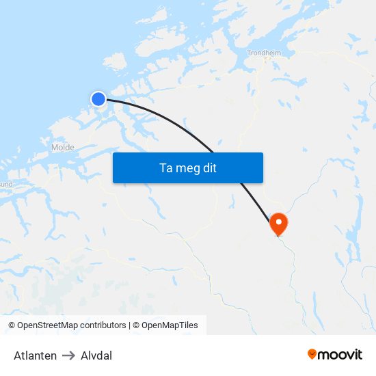 Atlanten to Alvdal map