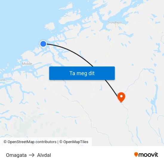 Omagata to Alvdal map