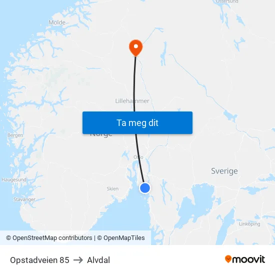 Opstadveien 85 to Alvdal map