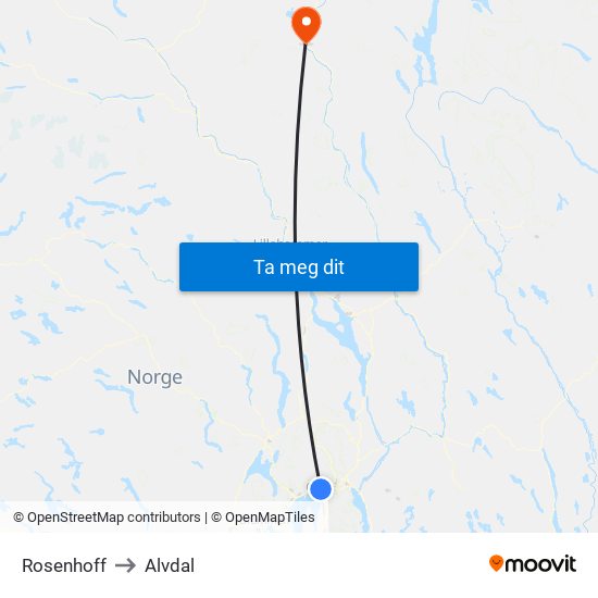 Rosenhoff to Alvdal map