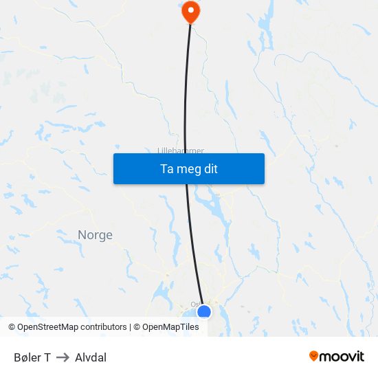 Bøler T to Alvdal map