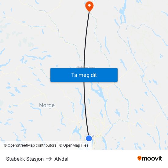 Stabekk Stasjon to Alvdal map
