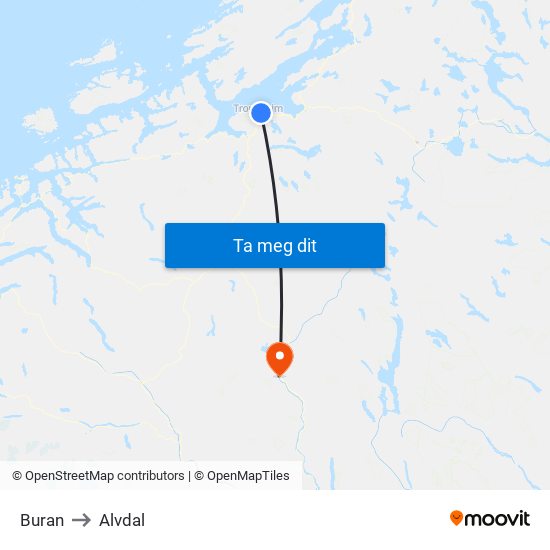 Buran to Alvdal map