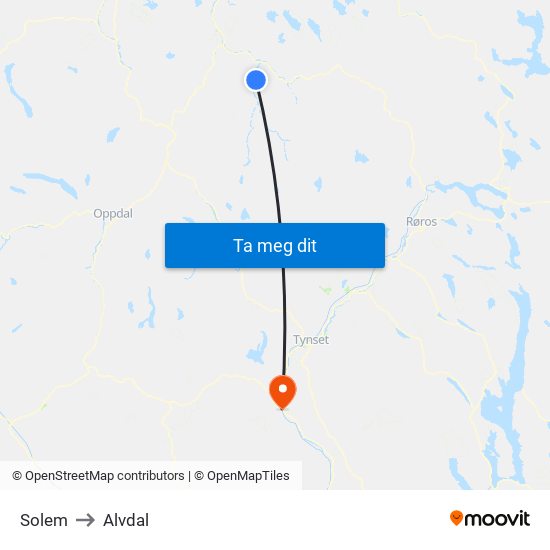 Solem to Alvdal map