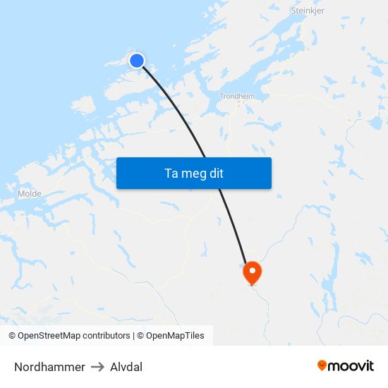 Nordhammer to Alvdal map