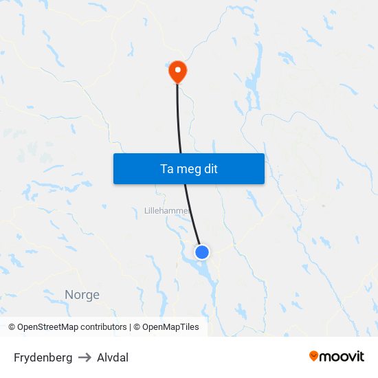 Frydenberg to Alvdal map