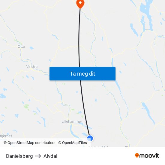 Danielsberg to Alvdal map