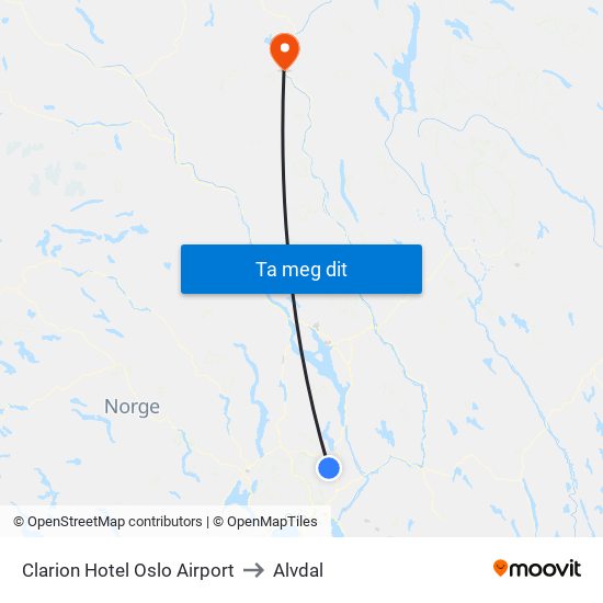 Clarion Hotel Oslo Airport to Alvdal map