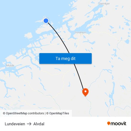 Lundeveien to Alvdal map