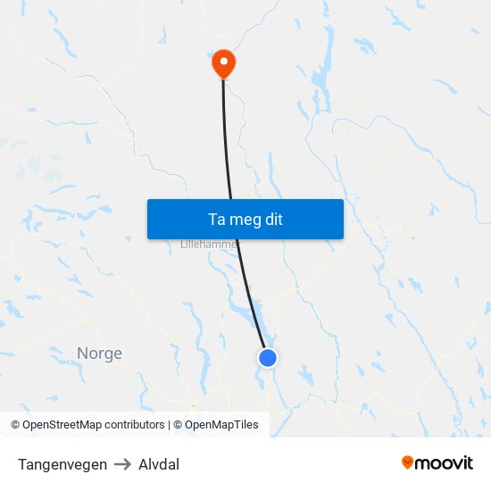 Tangenvegen to Alvdal map
