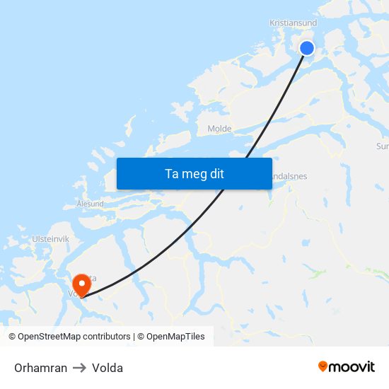 Orhamran to Volda map